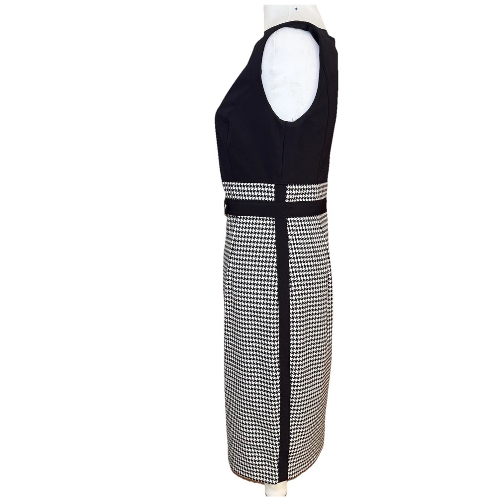 White House Black Market Checked Houndstooth Sheath Career Dress Belted 2 Office - Picture 7 of 16